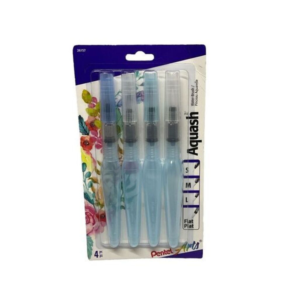 Pentel Arts Aquash Water Brush Assorted Tips. 4-pk 26157